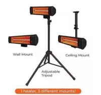 Heat Storm Tradesman 1500-Watt Electric Outdoor Infrared Quartz Portable Space Heater with Tripod, Wall and Ceiling Mount On Working $239