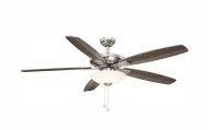 Hampton Bay Menage 56 in. Integrated LED Indoor Low Profile Brushed Nickel Ceiling Fan with Light Kit New In Box $299