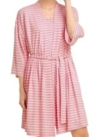 DJ Draper James Women’s 2 Piece Robe and Sleepshirt Set, Pink Stripes New With Tags Size Large