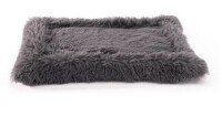 Precious Tails Eyelash Faux Fur Bordered Cat and Dog Mat - S (26x18) - Gray New $79