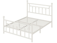 Allewie 14 Inch Queen Size Metal Platform Bed Frame with Victorian Vintage Headboard and Footboard in White $399