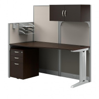 Bush Business Furniture Office in an Hour 65W x 33D Cubicle Workstation with Storage in Mocha Cherry (4 Boxes) New in Box $999