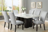 Steve Silver Camila Marble 7 Piece Dining Group Table & 6 Blue Velvet Side Chairs Black and Silver Side Chair (5 Boxes) New In Box $2499