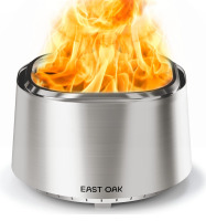 EAST OAK 29" Camber Stainless Steel Smokeless Fire Pit with Poker & Removable Ash Pan, New in Box $549.99