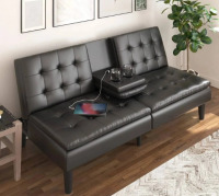 Mainstays Memory Foam Futon with Cupholder and USB in Black, New in Box $249.99