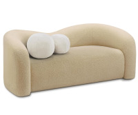 Meridian Furniture 186" Kali Collection Modern Contemporary Loveseat with Soft Beige Faux Shearling Teddy Fabric with Curved Back in Beige(62" W x 33" D x 27" H), New Floor Model $1199.99