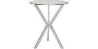 Coaster Casual Dining Denali Round 35-inch Glass Top Bistro Bar Table Chrome 100186 New in Box $499