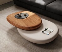 Quanrui CJ Wood Swivel Oval Coffee Table Modern Style New in Box $999