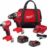 Milwaukee 3693-22CX M18 Compact Brushless 2-Tool Combo Kit, New $349.99