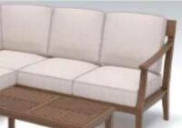 Hampton Bay Woodford Eucalyptus Right Arm Outdoor Loveseat with CushionGuard Bright White Cushions Only New In Box $599 (Table Not Included)