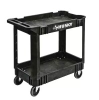 Husky 2-Tier Plastic 4-Wheeled Service Cart in Black $299