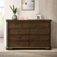 Roundhill Furniture MaderneTraditional Wood 9-drawer Dresser With Mirror And 3 Drawer Nightstand 4 Piece Set (4 Boxes) New in Box $2099