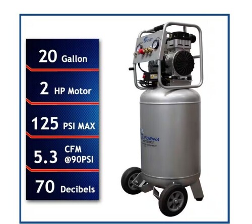 California Air Tools 20 Gal. 2.0 HP Ultra Quiet and Oil-Free Electric Air Compressor On Working $699