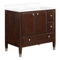 Dorel Living Metcalfe 36 Inch Bathroom Vanity with Sink in Walnut New in Box $899