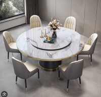 Everly Quinn 7 Piece Cleavon Marble Top Pedestal Dining Set (6 Boxes) New Factory Crated $3999