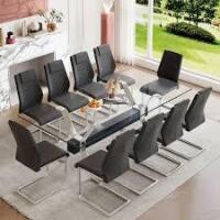 Brayden Studio Dimko Glass Top Trestle Dining Set (3 Boxes) New in Box $1999 (Chairs Not Included)