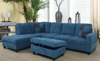 Latitude Run 3 - Piece Upholstered Sectional In Blue New $1299