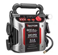 Vector 800 Peak Amp Automotive Jump Starter, Portable Power - Triple 15W USB Ports, 120 PSI Air Compressor $199