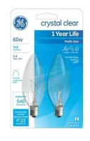 GE 76229 Torpedo Shaped Light Bulb, 60W, Clear, 2-Pack New In Box