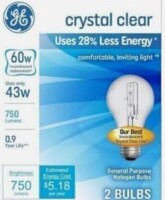 GE 60W Halogen Light Bulb 2-Pack New In Box