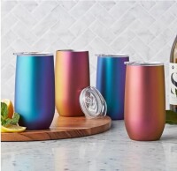 Member's Mark 14oz Stainless Steel Insulated Tumblers with Lids 4 Pack - Dragonfly New In Box $59