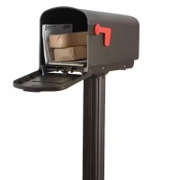 Gibraltar Mailboxes Harrison Bronze, Medium, Plastic, All-in-One, Mailbox and Post Combo / Architectural Mailboxes Post Mount Black Plastic Standard Mailbox New In Box Assorted $99