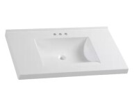 Glacier Bay 37 in. W x 22 in. D Cultured Marble White Rectangular Single Sink Vanity Top in White New In Box $399