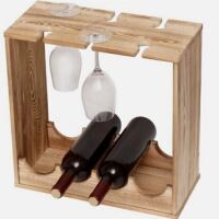 VIPACE Wooden Wine Rack with Glass Holder, Small Countertop Wine Rack (Hold 4 Bottles and 6 Glasses) New In Box $99