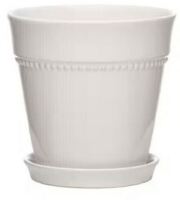 Southern Patio 7.9 in. Ravanaey Small Glossy White Ceramic Planter (7.9 in. D x 7.9 in. H) With Drainage Hole and attached saucer New $79