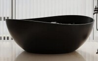 Brabol 63'' X 37'' Freestanding Soaking Solid Surface Bathtub In Matte Black Ne wFactory Crated $2999