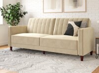 DHP Pin Tufted Transitional Futon, Tan Velvet New In Box $599