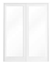 Krosswood Doors 62 in. x 80 in. Craftsman Shaker 1-Lite Clear Glass Both Active MDF Solid Core Double Prehung French Door $1299