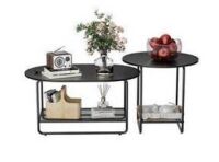 Amada Coffee Table Set, 2-Tier Center Table with Open Shelf and Metal Frame, Modern Round Coffee Table for Living Room, AMCT2B New In Box $209.99