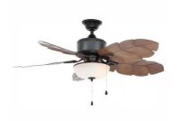 Home Decorators Collection Palm Cove 52 in. Indoor/Outdoor LED Natural Iron Ceiling Fan with Light Kit, Downrod and Reversible Motor New In Box $299