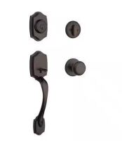 Kwikset Belleview and Cove Venetian Bronze Entry Door Knob Handleset and Single Cylinder Deadbolt feat. SmartKey and Microban $209