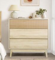 VOWNER 3 Drawer Dresser, Farmhouse Wood Storage Chest of Drawers, Modern Closet Dresser with Wide Drawer, Bedroom, Living Room New In Box $299