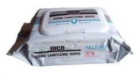 Rico Hand Sanitizing Wipes, 70% Alcohol, 6" x 8", White; 80 Wipes Per Pack New