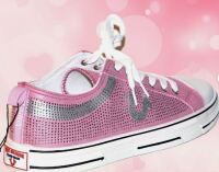 True Religion Pair of Womens Addilyn Rhinestone Low Top Lace up Sneakers in Pink New In Box Size 9