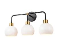 RRTYO Joree 21.6 in. 3-Light White Modern Metal Bowl Globe Shape Bathroom Vanity Lights For Mirror Linear Wall Sconces New In Box $299