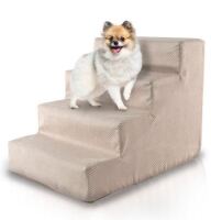 Precious Tails Herringbone High Density Foam 4-Step Pet Stairs - Beige New $79