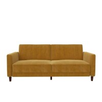 DHP Pin Tufted Transitional Futon, Mustard Yellow Velvet, New in Box $499