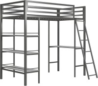 Little Seeds Nova Metal Loft Bed w/ Shelves, Twin Bunk, Gunmetal Gray, New in Box $399