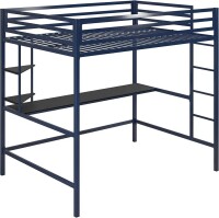 Novogratz Maxwell Metal Full Loft Bed with Desk & Shelves, Navy/Black, New in Box $599