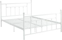 DHP Manila Metal Bed with Round Finial Post Headboard and Footboard, Adjustable Base Height for Underbed Storage, No Box Spring Needed, Full, White, New in Box $499