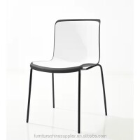 Modern Italian Design Bi-color Dining Chair With Metal Chromed Legs Double Color DC-S079, Black, New in Box $199