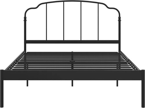 REALROOMS Camie Metal Bed, Adjustable Base Height, No Box Spring Needed, Queen, Black, New in Box $299