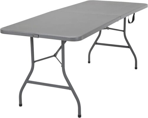 COSCO 6 ft Fold-in-Half Banquet Table w/Handle, 6ft, Grey, New Floor Model $199