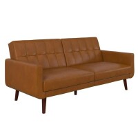 Better Homes & Gardens Nola Modern Futon, Camel Faux Leather, New in Box $499