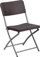 Flash Furniture HERCULES Series Brown Plastic Rattan Folding Chair with Grey Frame, New in Box $179