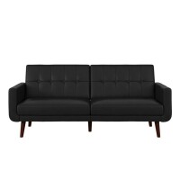 Better Homes & Gardens Nola Modern Futon, Black Faux Leather, New in Box $499